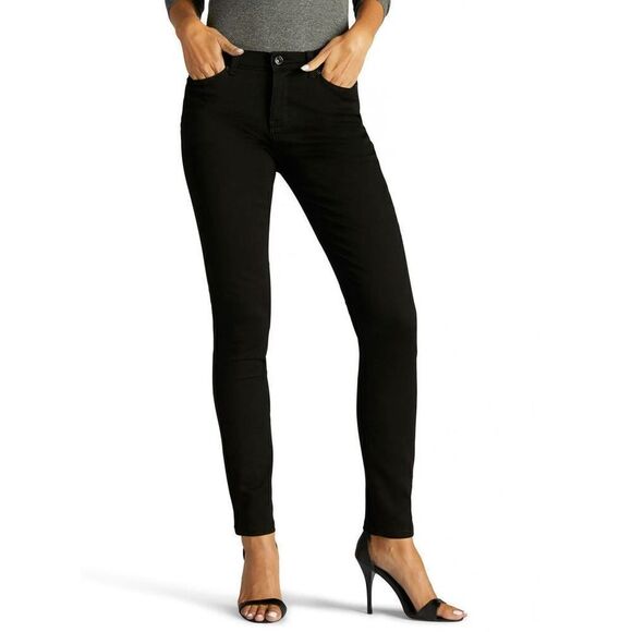 NWT Womens Lee Midrise Fit Modern Series Skinny Leg Black Jeans - Sz 14 - Picture 1 of 4